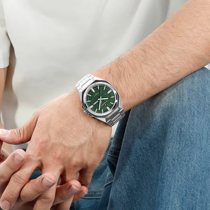 NAVIFORCE Armbanduhr, Quarz, Edelstahl, Silber, Grün, Herren - Bild 2