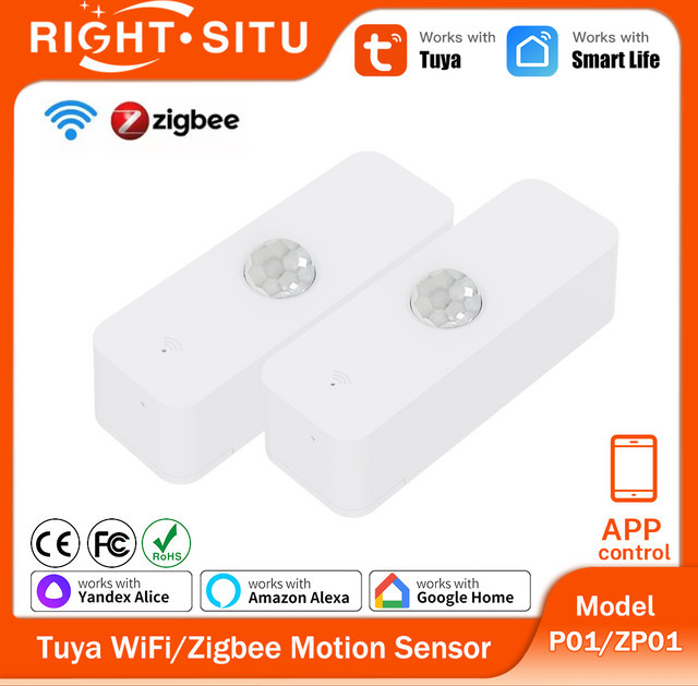 Tuya Smart PIR Bewegungsmelder WiFi und Zigbee Sensor in Weiß für Alexa, Google Home und SmartLife - Bild 1
