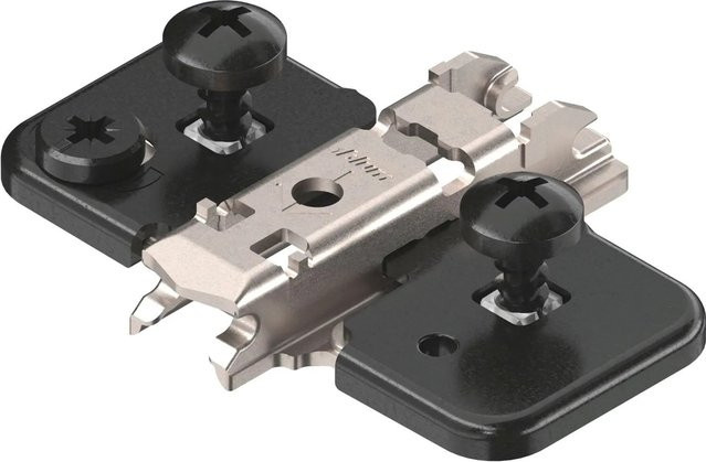 Blum Exzenter-Kreuzmontageplatte Clip Onyx Zwillingsanschlag aus Stahl in Schwarz Matt mit Expando Distanz 0 mm - Bild 1