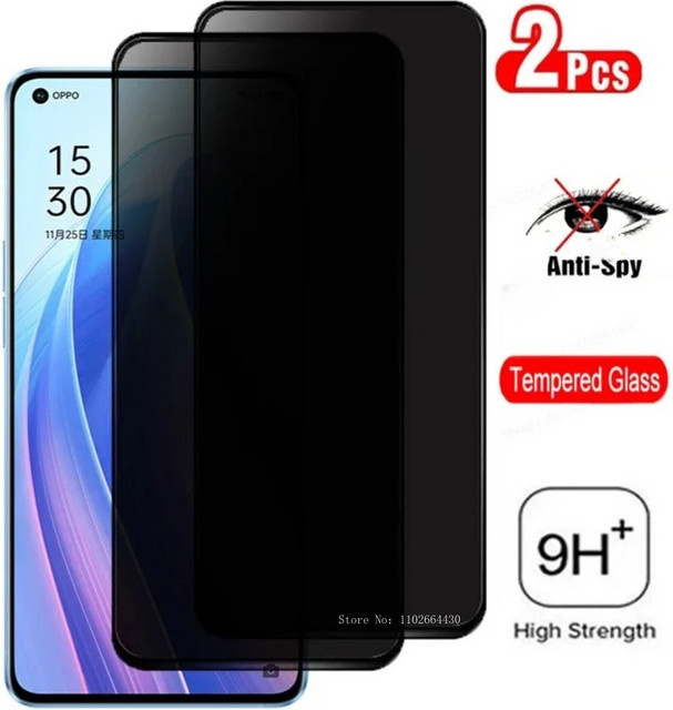 Anti-Spionage Sichtschutz Displayschutz aus Hartglas für Oppo Find X5 X3 Lite Reno 5 Lite 7 6 Pro 7 4G 7Z 5G 8 Pro Plus A35 - Bild 1