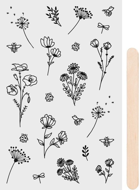 Heyda Rubbel-Sticker Blumen in Schwarz aus Kunststoff - Bild 1