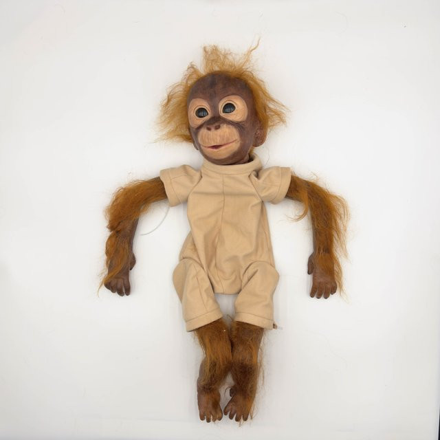 NPK Wiedergeborene Babypuppe Affe mit braunem Mohair-Haar und Softbody in Braun und Weiß, 50,8 cm DIY Spielzeug - Bild 1