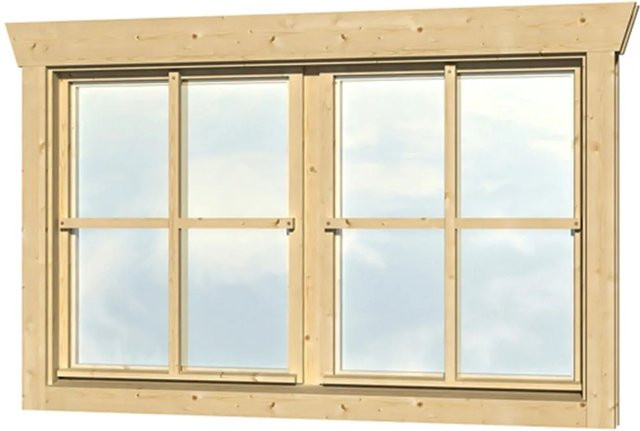 SKANHOLZ Doppelfenster aus Fichtenholz für Gartenhäuser, Farbe Natur/Braun, B/H: 115 x 70,5 cm - Bild 1