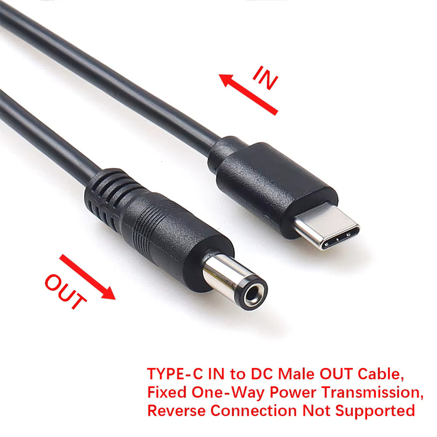 LANO USB-C auf DC Stromversorgungsverlängerungskabel mit PD-Unterstützung, 5,5 x 2,1 mm, Schwarz - Bild 2
