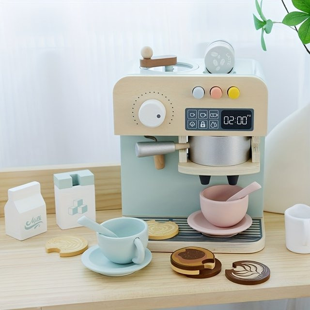 Tlewj Kaffeemaschinen-Spielzeugset aus Holz, Mehrfarbig - Bild 1