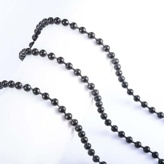 YULIN Perlenkette, Edelstahl, Schwarz Beschichtet, Unisex, 76cm - Bild 1