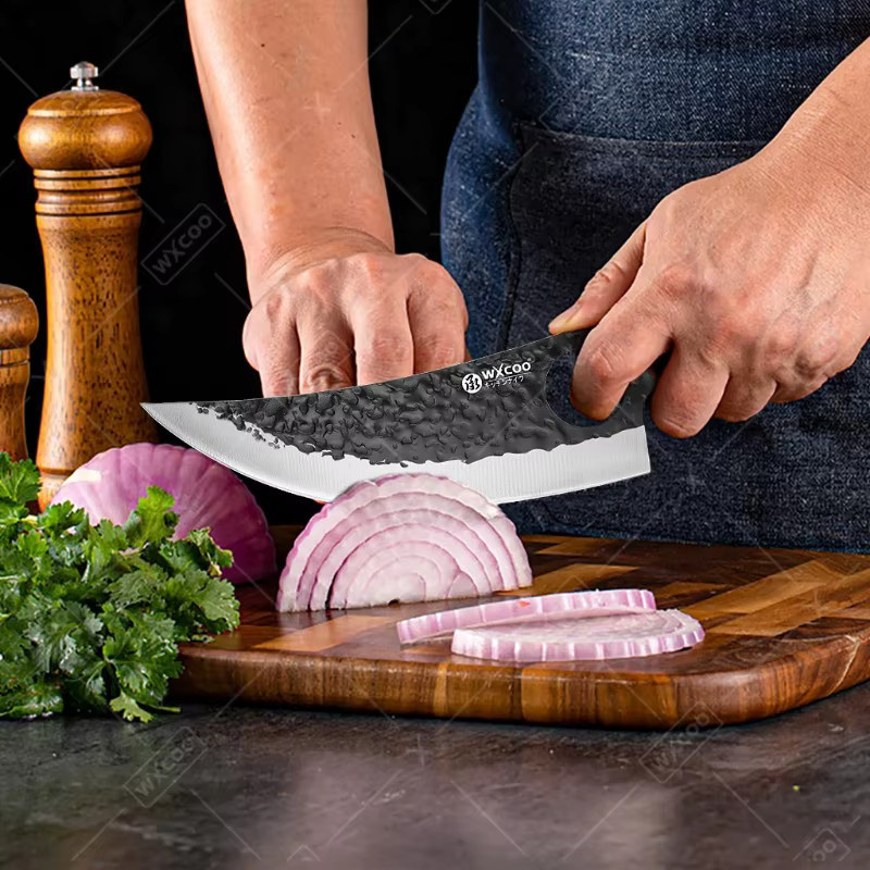 WXCOO Handgeschmiedetes Metzgermesser aus Edelstahl mit Holzgriff als Fleischbeil und Entbeinungsmesser für Fisch und Fleisch - Bild 1