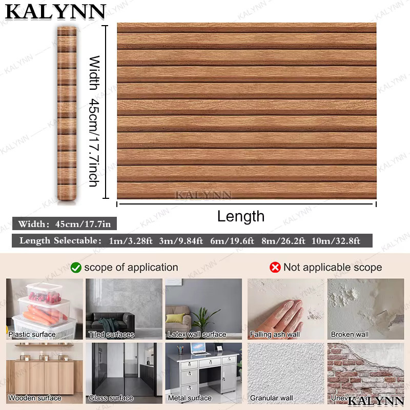 Selbstklebende Wandtapete KALYNN in Braun mit geometrischem Kunstholzgitter-Design aus PVC, Breite: 45 cm - Bild 2
