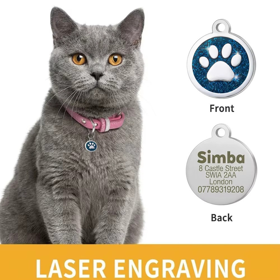 Anhänger aus Legierung, Glitzer-Pfoten-Design, für Hunde und Katzen - Bild 3