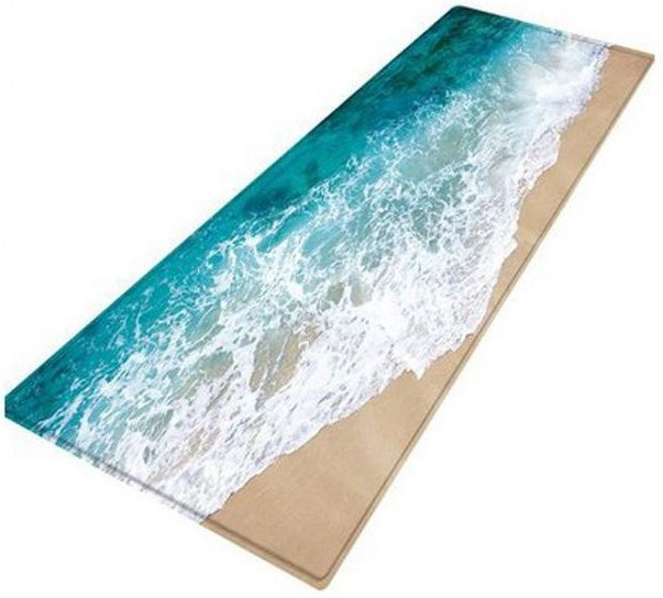 Rutschfeste Küchenmatte Wucifang Jewelry mit blauem Strandwellen-Design, B/L: 120 x 40 cm - Bild 1