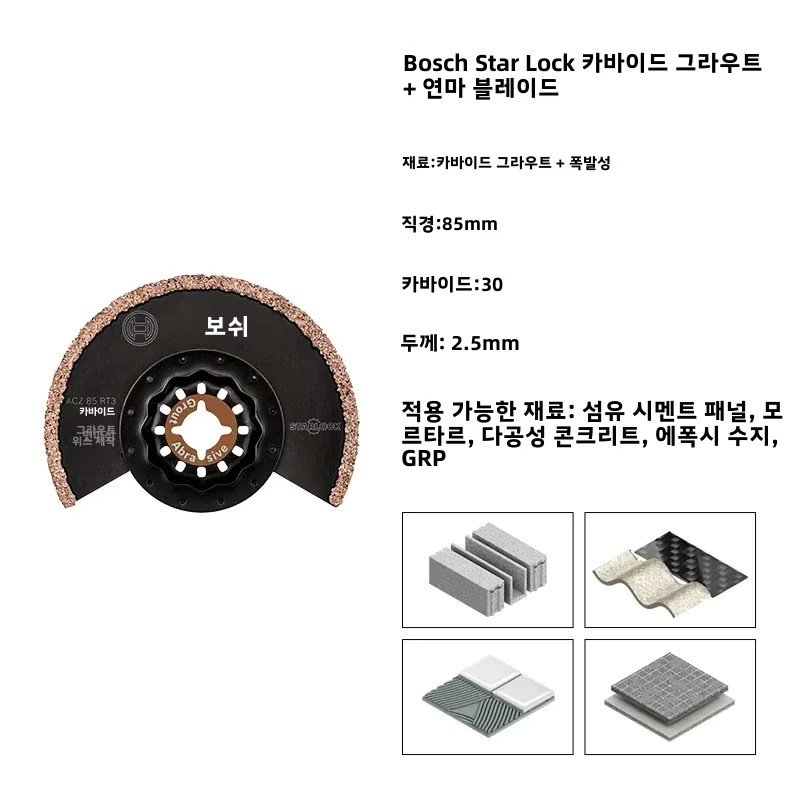 Bosch Starlock Oszillierendes Sägeblatt ACZ85 RT3 mit Hartmetallspitze für Stein und Beton sowie Schleifblätter für Zementplatten - Bild 2