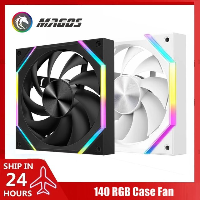 Flying Elephant RGB Gehäuselüfter 140mm Silent ARGB Lüfter mit 89CFM Luftstrom in Schwarz und Weiß - Bild 1