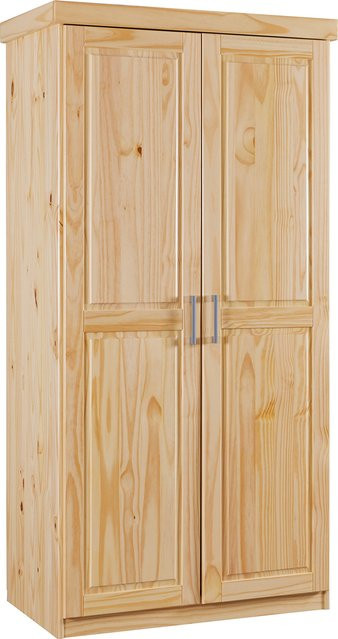 INTER LINK Kleiderschrank aus Massivholz Kiefer, 2-türig, Braun, B: 100 cm, T: 55 cm, H: 190 cm - Bild 1