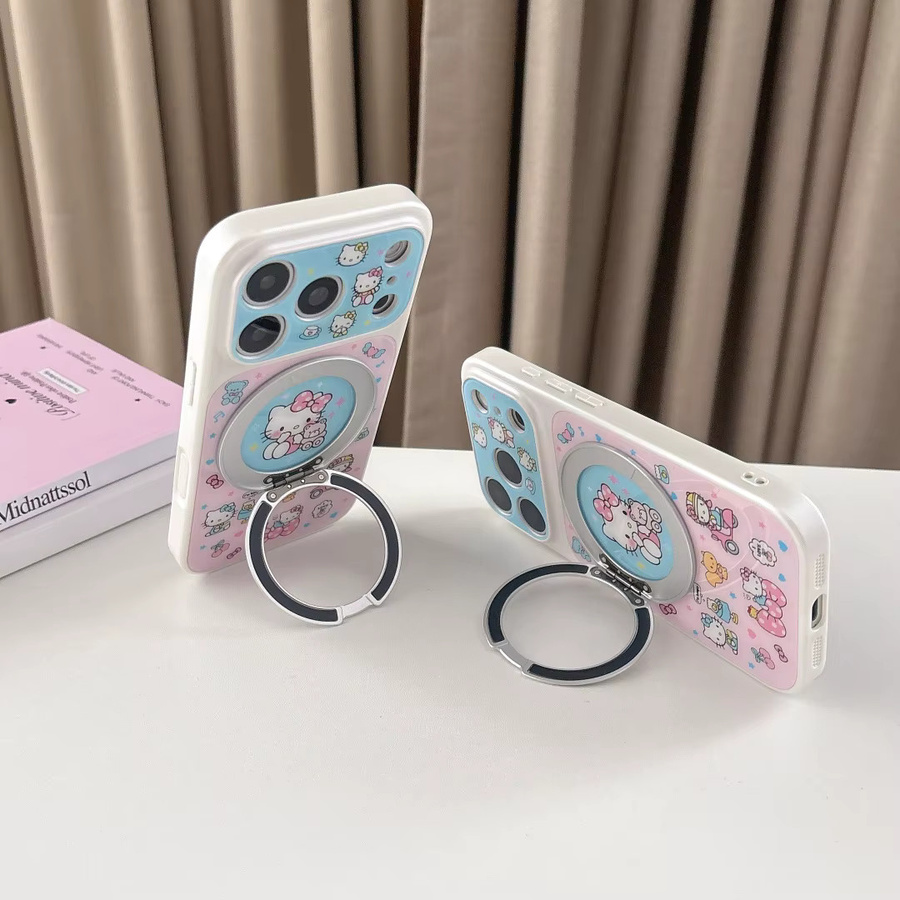 Magnetische Hello Kitty Standhülle für Apple iPhone 14 15 16 17 Pro Max in Multicolour mit kabellosem Laden und stoßfestem Schutz - Bild 4