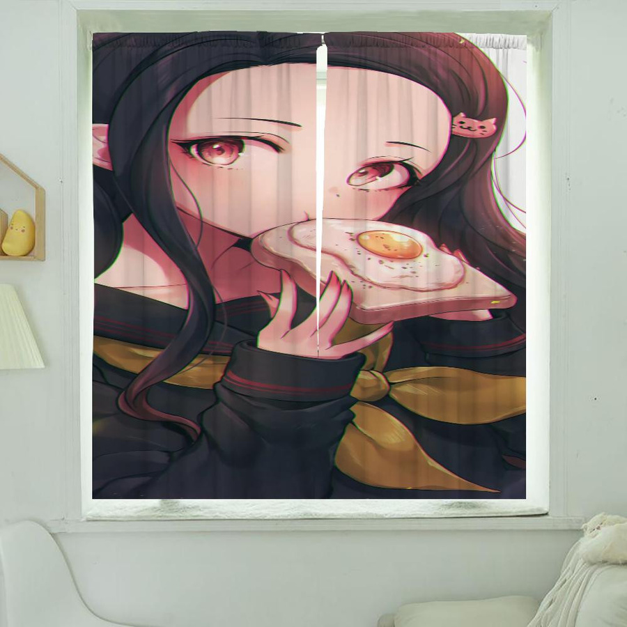 2er-Set Verdunkelungsvorhänge mit D-Dämon S-Töter Motiv für Wohnzimmer, Schlafzimmer und als Raumteiler, B: 50 cm, H: 70 cm - Bild 1