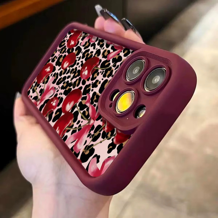 High-Edge-TPU-Anti-Drop-Handyhülle mit Leopardenmuster, Schleife und Kirschmuster in Multicolor für iPhone 11 bis iPhone 17 Pro Max Serien - Bild 4