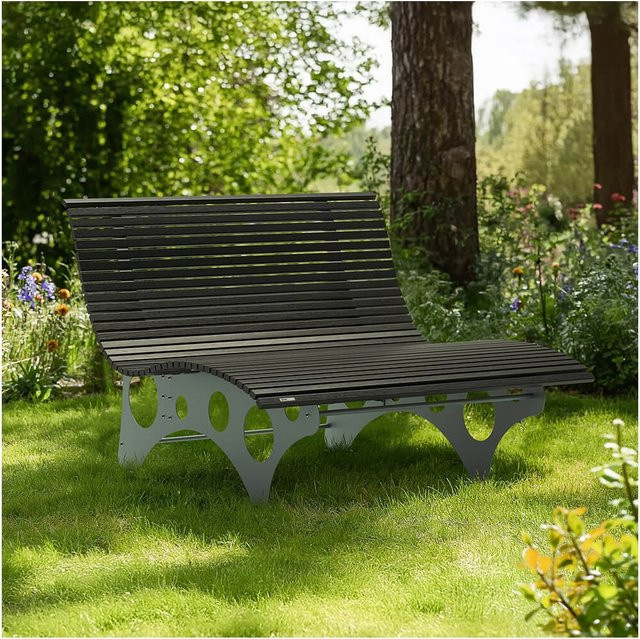 HOME DELUXE Wellenliege NIRA in Nussbaum mit ergonomischer Form für den Garten - Bild 1
