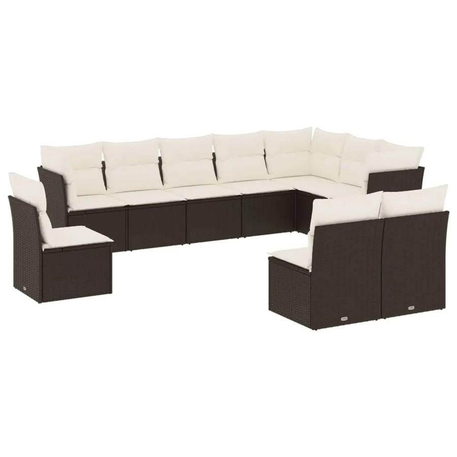 vidaXL 10-teilige Garten-Sofagarnitur aus Poly-Rattan mit Kissen in Schwarz-Creme - Bild 2