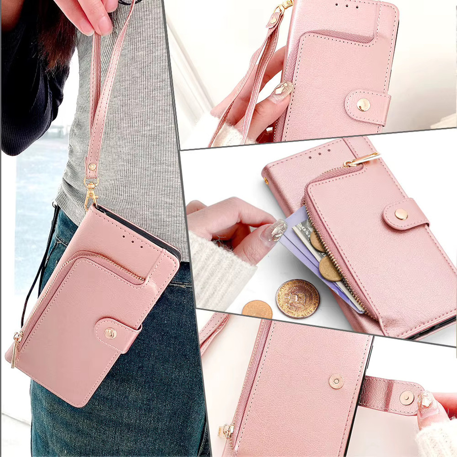 Leder Flip Case Schutzhülle für Infinix Note 40 Pro, Smart 8 Pro und 8 Plus mit Brieftaschenfunktion und Kartenfächern in Rot oder Schwarz - Bild 7