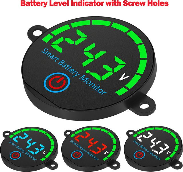 diymore DC 7-55V Batteriestandsanzeige mit Spannungs- und Ladeanzeige in Schwarz und Grün - Bild 1