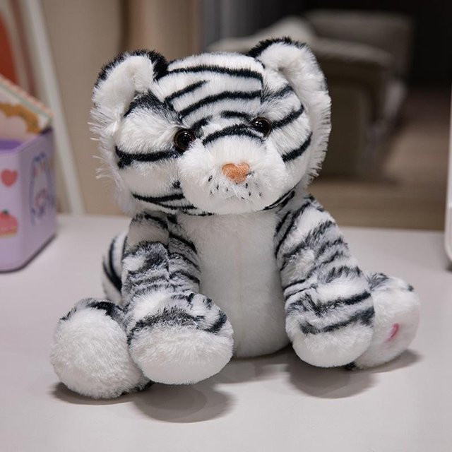 Tigerpuppe Plüschtier, leuchtend, weiß, 20cm - Bild 1