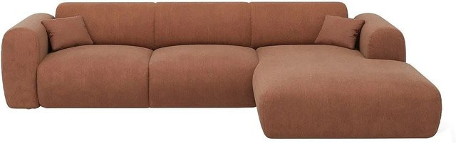 Maison Céphy Sofa Pogni in L-Form aus Samt in Terracotta mit 280 cm Breite - Bild 1
