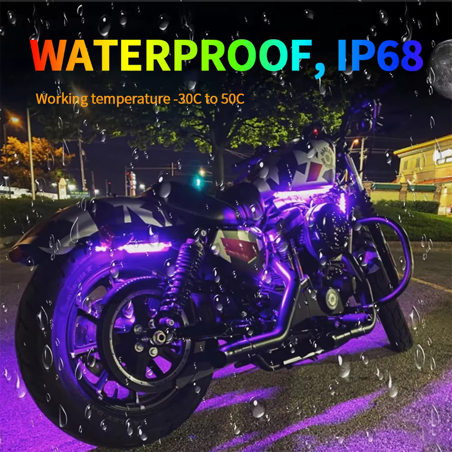WUMFIRE Motorrad LED Atmosphäre Licht Kit mit RGB Neon Flex Streifen, Fernbedienung und App-Steuerung, Multicolour - Bild 2