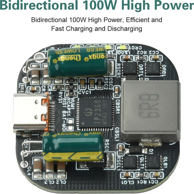Aideepen IP2368 Bidirektionales Lade- und Entlademodul PD 100W Buck-Boost Schnellladung für 2S 3S 4S 5S Lithium-Ionen-Batterien mit USB-C Anschluss - Bild 1