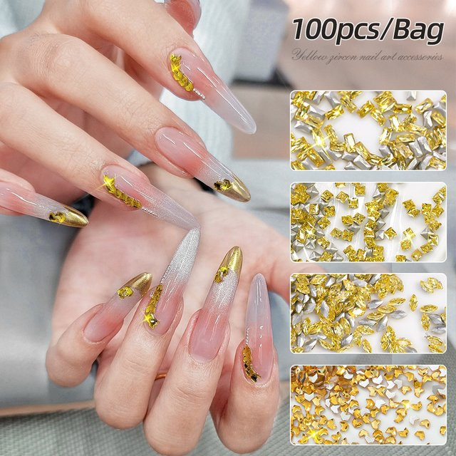 MAFANAILS Nagelkunst-Strass, Gold, Glänzend, 100 Stück - Bild 1