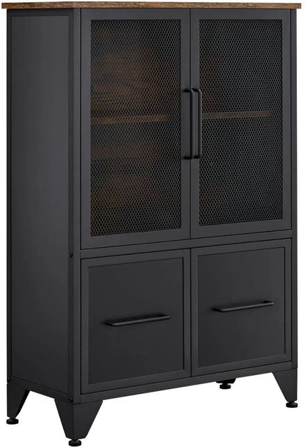 Songmics Schrank Bernerd im Industrie-Design mit Metallgittertüren in Schwarz-Braun - Bild 1