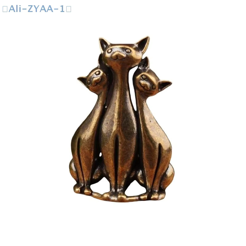JETTING Messing-Katzenornament in Gold als dekorative Miniaturstatue für deinen Schreibtisch - Bild 2