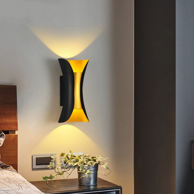 Homocean LED Wandleuchte Up Down Spot in Schwarz für Schlafzimmer und Flur - Bild 1