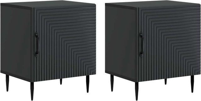 Set aus 2 vidaXL Nachttischen in Schwarz, modernes Design aus Holzwerkstoff und Metall, B/T/H: 43 x 34,5 x 50 cm - Bild 1