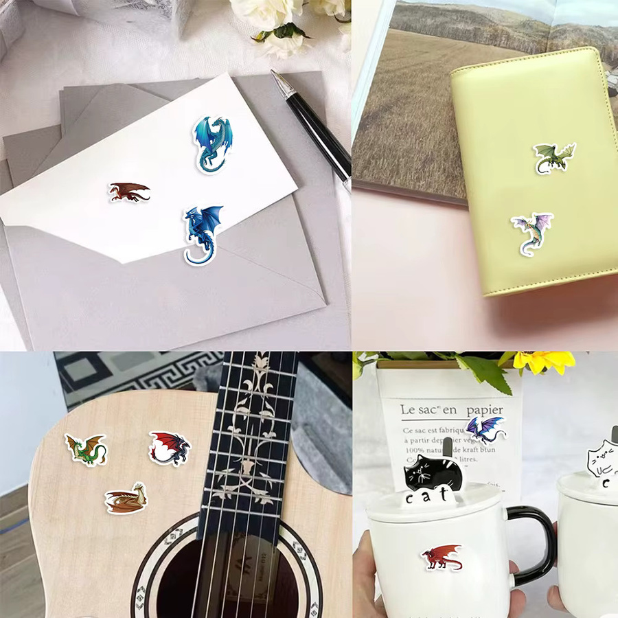 500 Stück Wasserdichte Winged Fire Flying Dragon Cartoon Aufkleber für DIY Dekoration und Laptop in Mehrfarbig - Bild 2