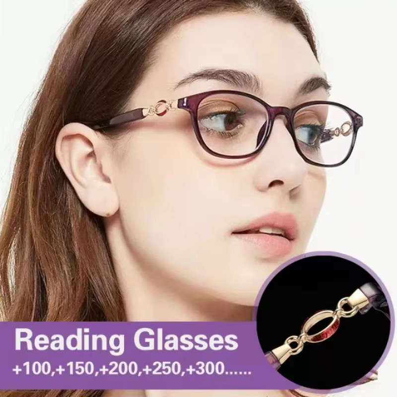 DIXSG 3-in-1 Progressive Multifokal-Lesebrille für Frauen, Vollrand, Kunststoff, lila - Bild 2