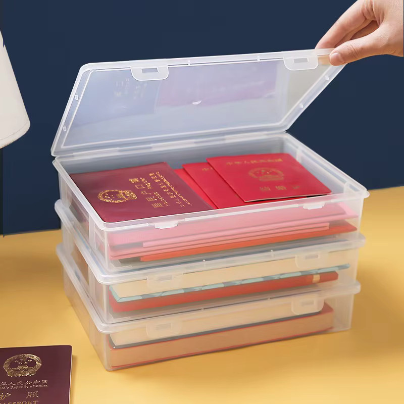 Transparente Kunststoff Datei-Aufbewahrungsbox für A4 Dokumente zur Desktop-Organisation und staubgeschützten Lagerung - Bild 2
