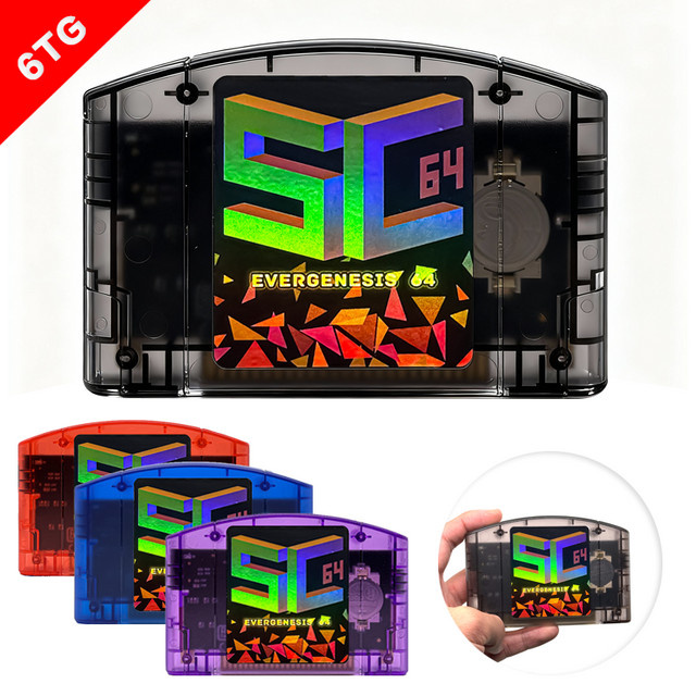 EVERGENESIS SC64 Open Source FlashCard N64 5000 in 1 Spielkassette in Blau für Nintendo 64, 64DD, SNES und GB Videospielkonsolen - Bild 1