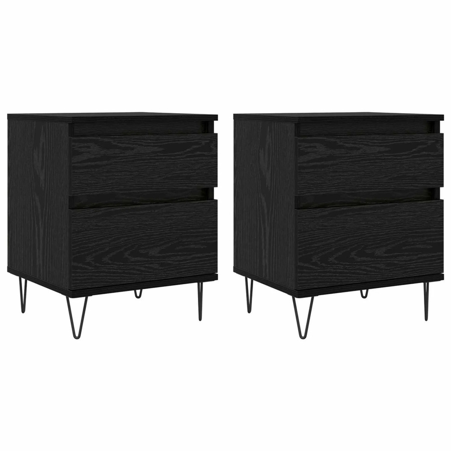 vidaXL Bettschrank in Schwarz und Eichen-Optik aus Holzwerkstoff, B/T/H: 40 x 35 x 50 cm - Bild 2