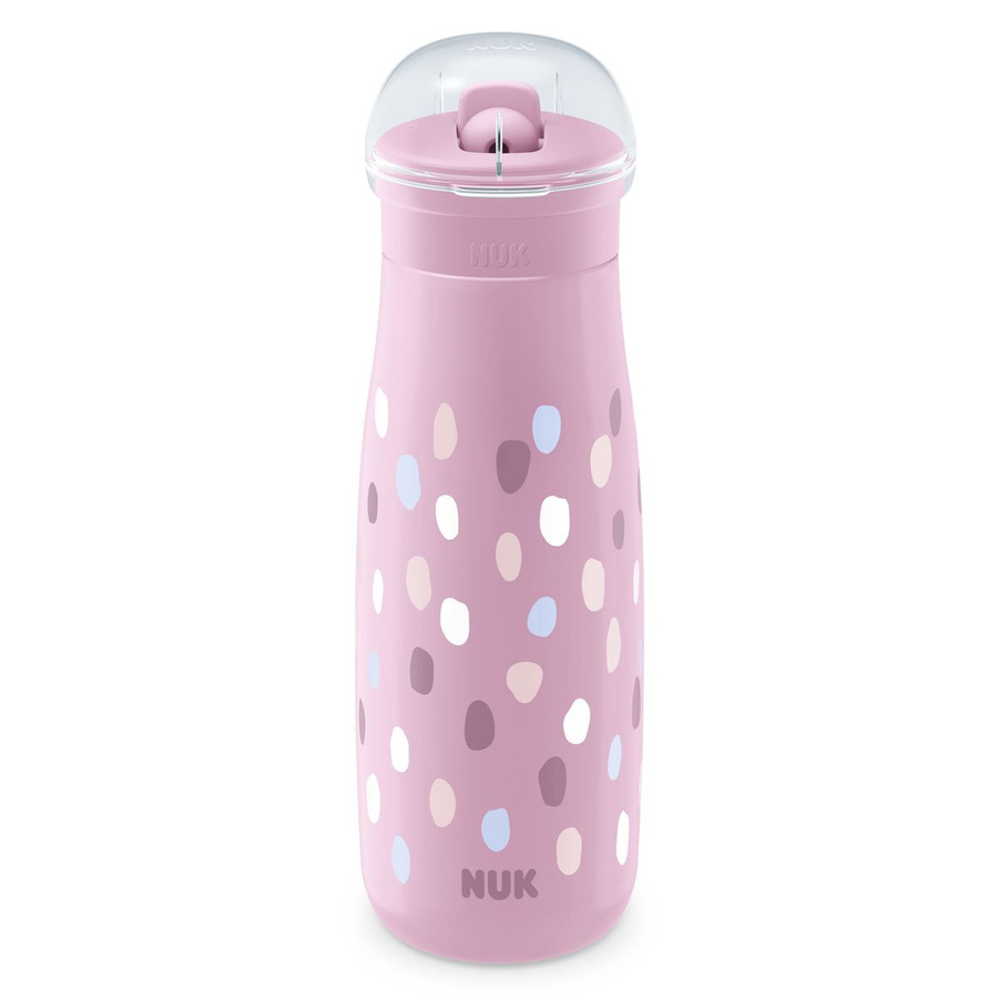 NUK Trinkflasche Mini-Me Flip Cup mit bissfestem Trinkaufsatz, Violett mit Punkten, 450 ml - Bild 1