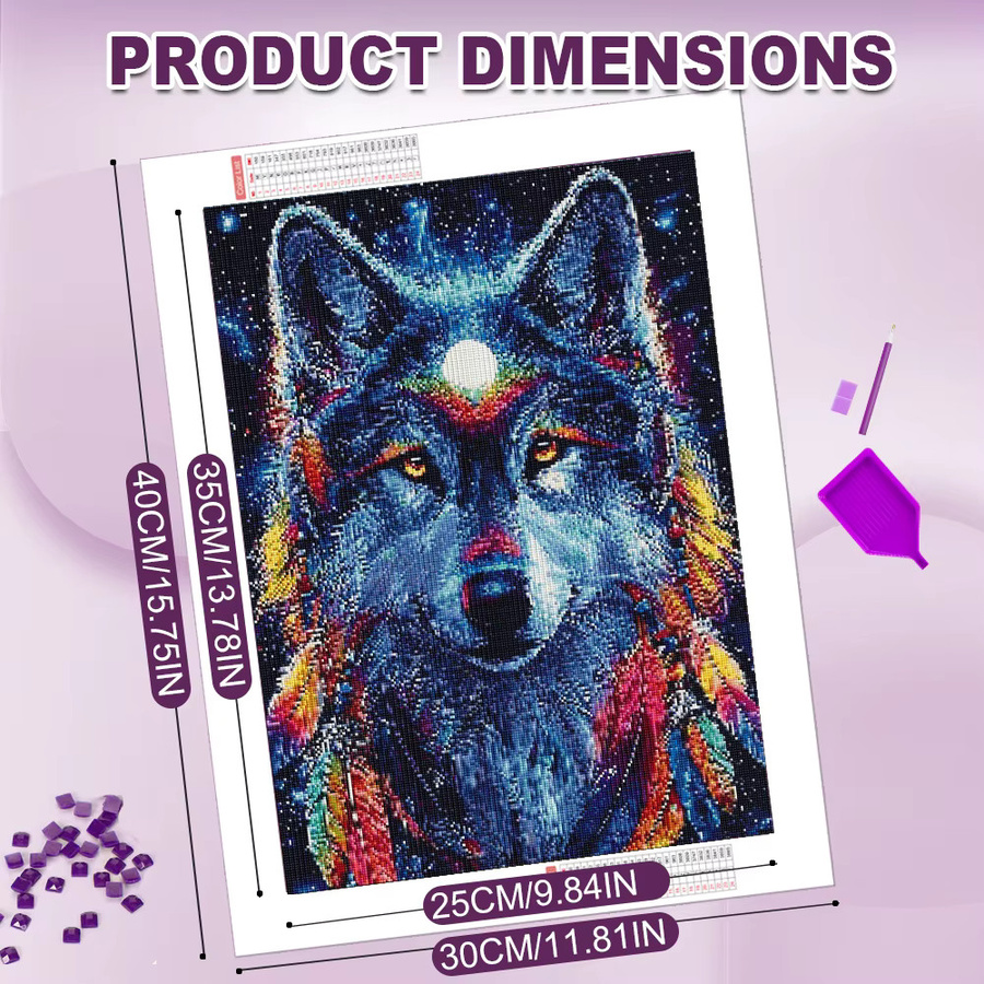 Huacan Diamant-Malset Wolf Mosaik Tier Set in Multicolour, B/H: 30 x 20 cm - Bild 3
