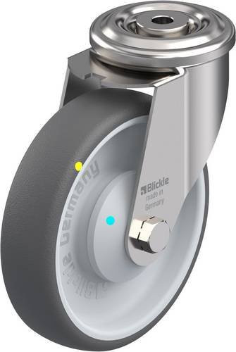 Blickle Lenkrolle LEXR-PATH 160KAD-ELS in Grau mit Edelstahl und Kunststoff, Rad-Durchmesser: 160 mm, Tragfähigkeit: 260 kg - Bild 1
