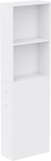 HOMCOM Slim-Badschrank Weiß mit ausziehbarem Organizer auf Rollen, Schublade und verstellbaren Regalen, B/T/H: 18 x 40 x 135 cm - Bild 1