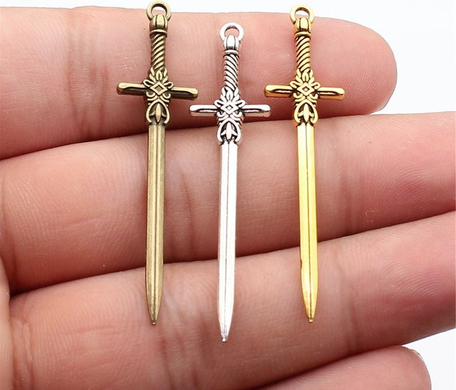 WYSIWYG Anhänger, Messing, Schwert, Pistole, Halberd, Unisex - Bild 1