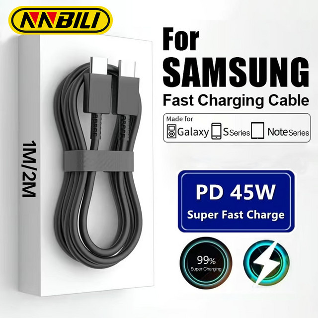 NNBILI USB-C PD-Ladekabel 45W in Weiß für Samsung Galaxy S25 S24 S23 Ultra und weitere Typ-C Modelle - Bild 1