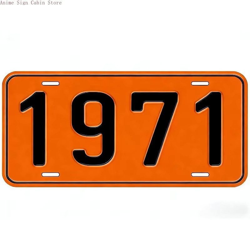 Potdemiel Aluminium-Nummernschild in Orange mit Antik-Optik, Vintage Retro-Wanddekoration aus Metall, B/H: 30,0 x 15,0 cm - Bild 2