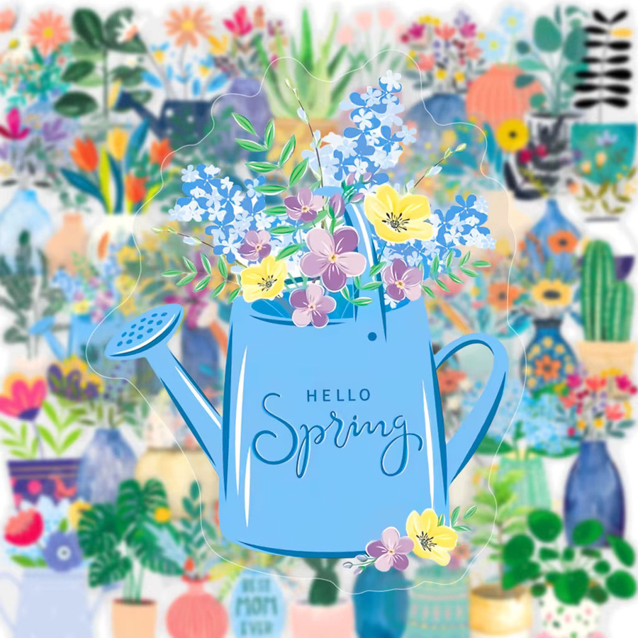 50 Stück transparente Blumentopf-Pflanzenpapier im nordischen Stil mit Cartoon-Motiv von AnimeWorlds Store, wasserfestes PET-Pflanzenpapier in Multicolour - Bild 2