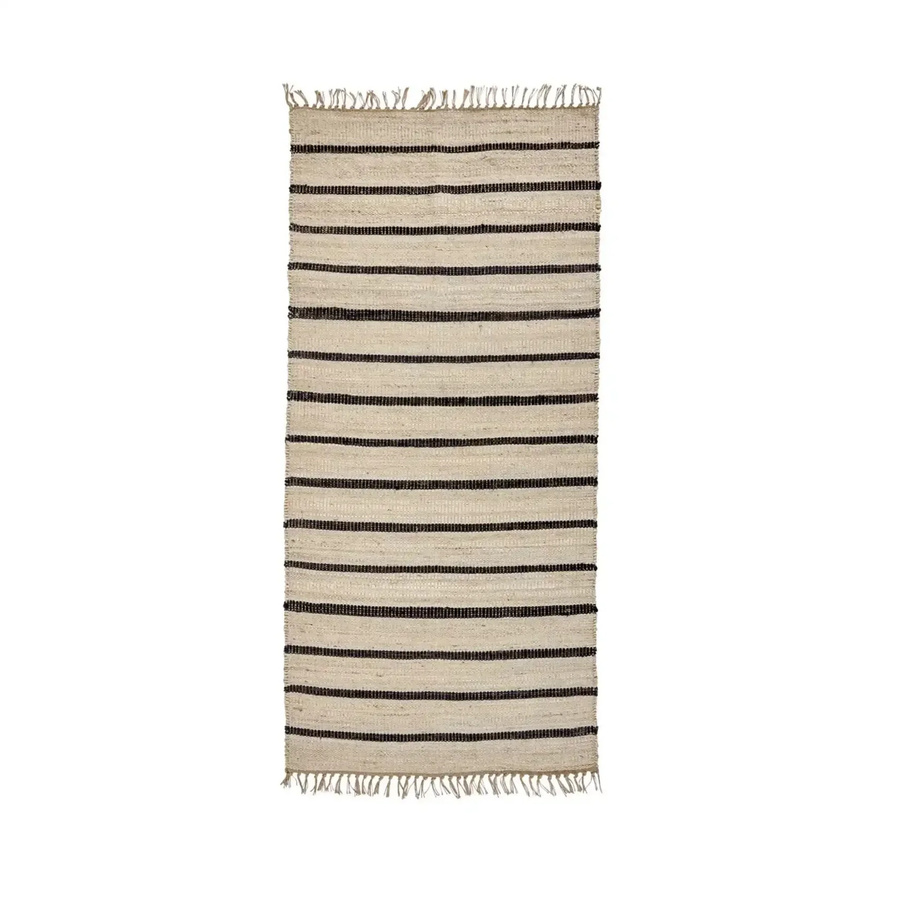 House Doctor Teppich Sima aus Jute in Schwarz Natur mit Streifen B/T: 90 x 200 cm - Bild 1