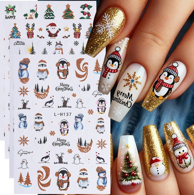 SWEET TREND Nagelaufkleber Weihnachten, 8 Stück, Gold, Glänzend - Bild 1