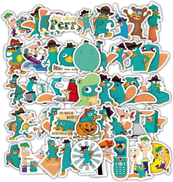 60 Stück Perry das Krokodil Cartoon Graffiti Aufkleber wasserfest für Handy Laptop iPad und Thermoskanne, Multicolor, Binchi Outdoor Product - Bild 1