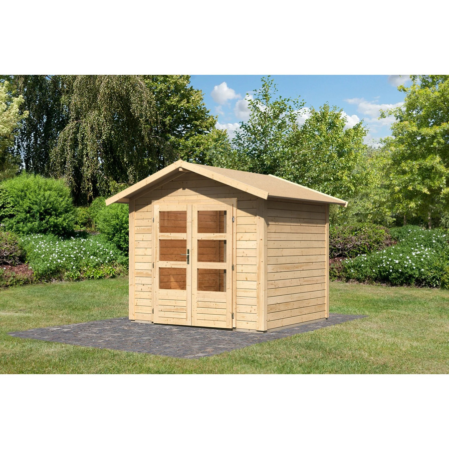 Karibu Holz-Gartenhaus Tyka Natur Satteldach Unbehandelt B: 240 cm, T: 200 cm, H: 230 cm - Bild 2